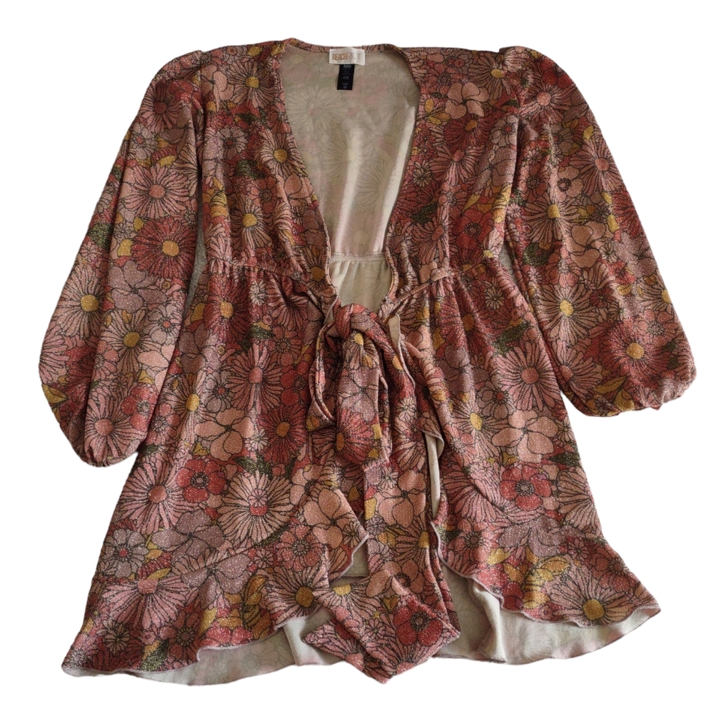 Beach Riot Size Medium Glitter Floral Wrap Swim Cover